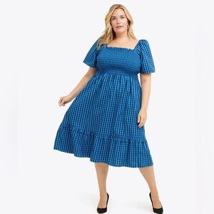Draper James Blue Gingham Midi Dress XL